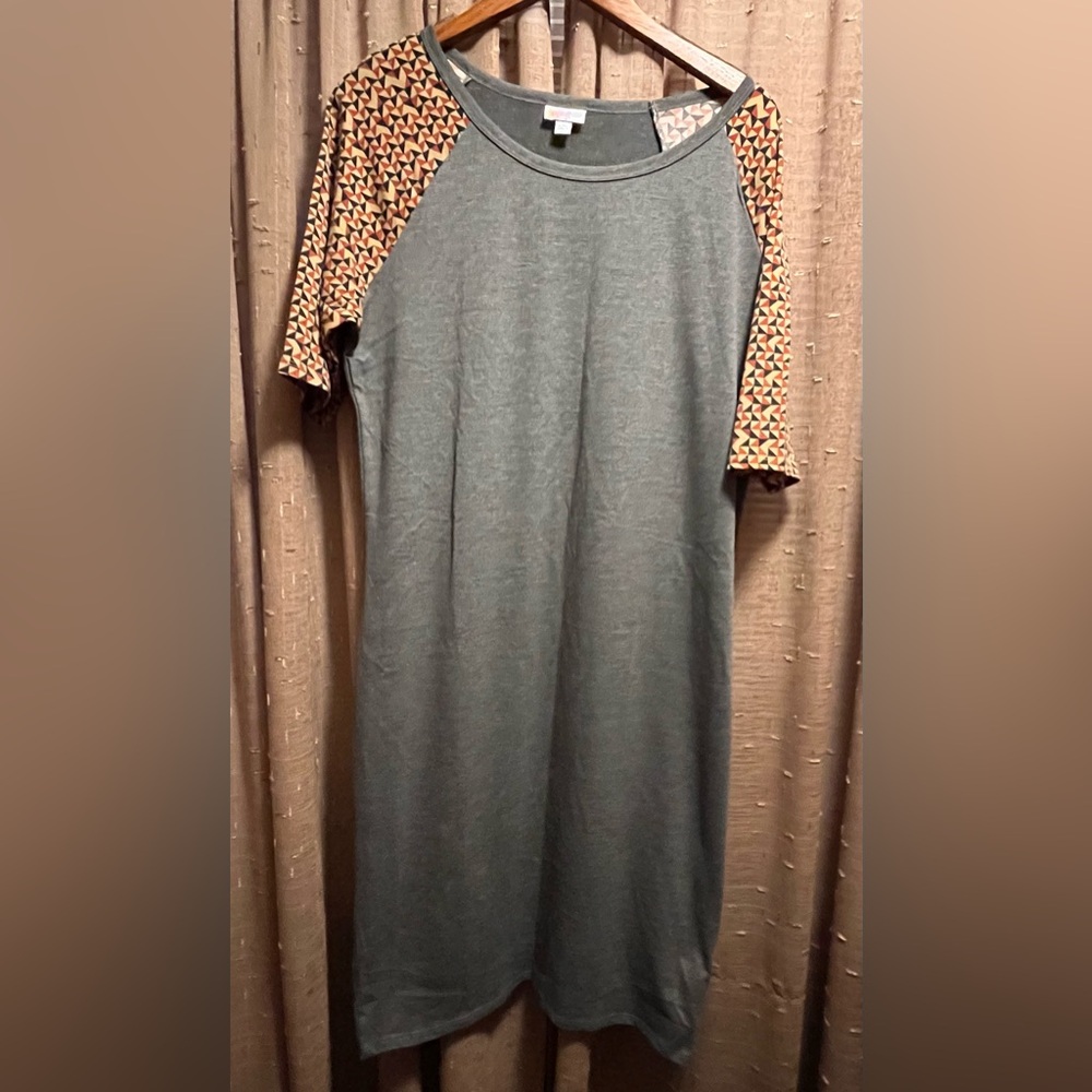 LuLaRoe Julia Dress with Patterned Sleeves